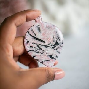 Handmade Rose Gold Marble Design Christmas Ornament | Polymer Clay